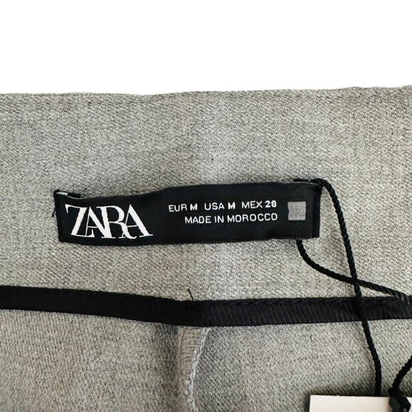 Zara Women's Size M High Rise No Waistband Light Gray Career Pants NEW - Picture 5 of 7